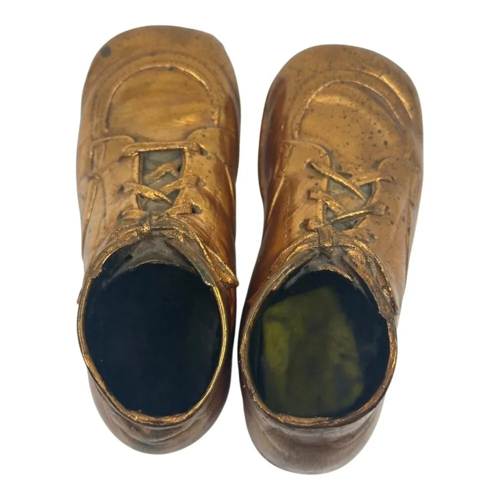 Vintage Bronze‎ Baby Shoes Keepsake Collectibles Pair Appr. 6 Long Mid-Century